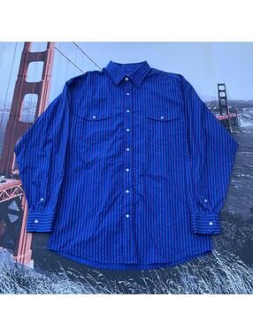 Panhandle Western Pearl Snap Shirt Mens M Striped Pattern Long Sleeve Button Up